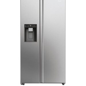Haier HSW59F18DIMM Total No Frost American Fridge Freezer, Plumbed, D-Rated - Inox